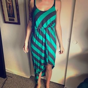 Green/ gray high. Low dress